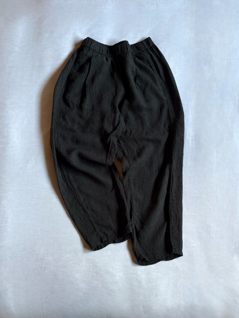 Eileen Fisher Checkered Linen Pants